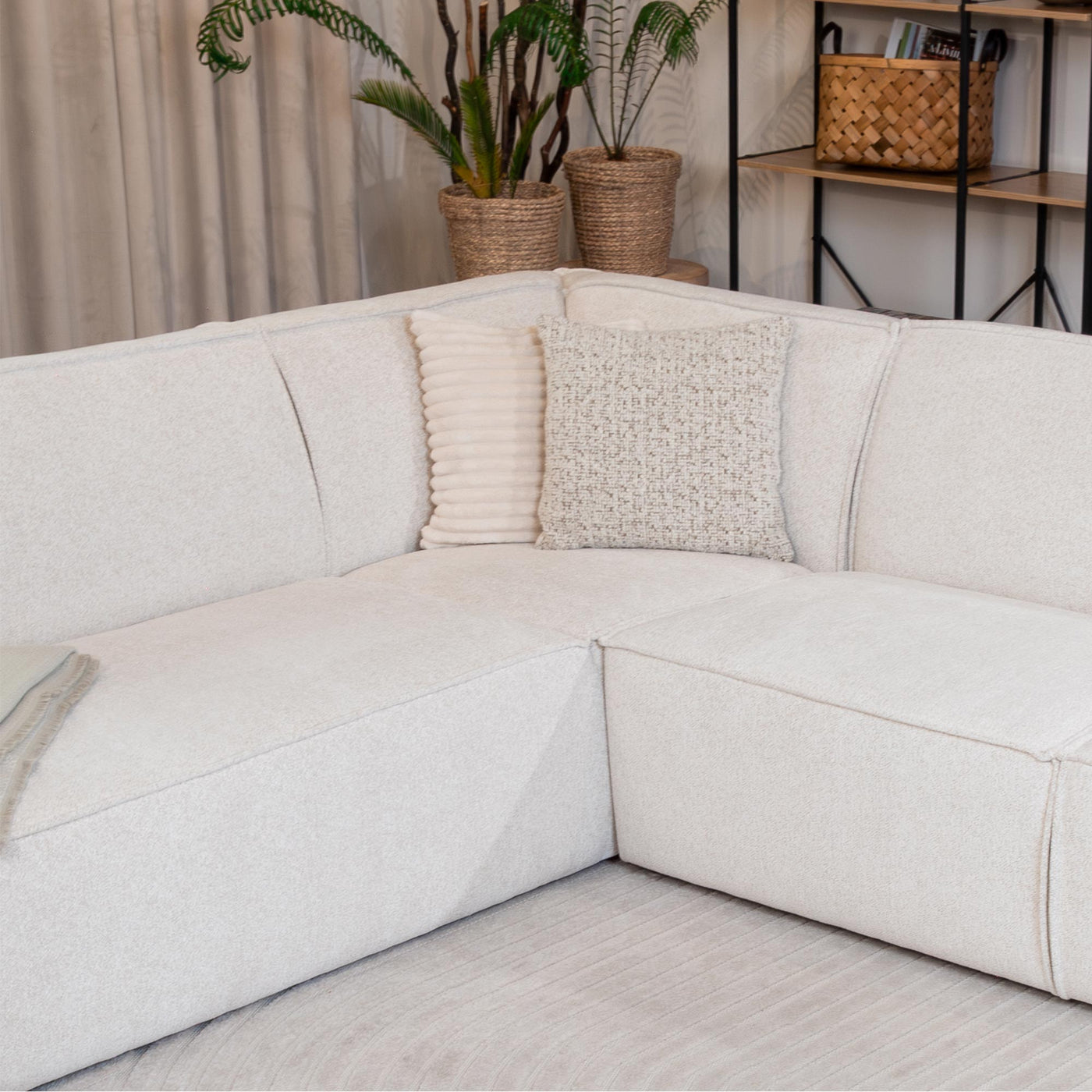 ELIA Canapé d'angle en tissu beige - Angle gauche - Canapés d'angle - Mobilier Deco