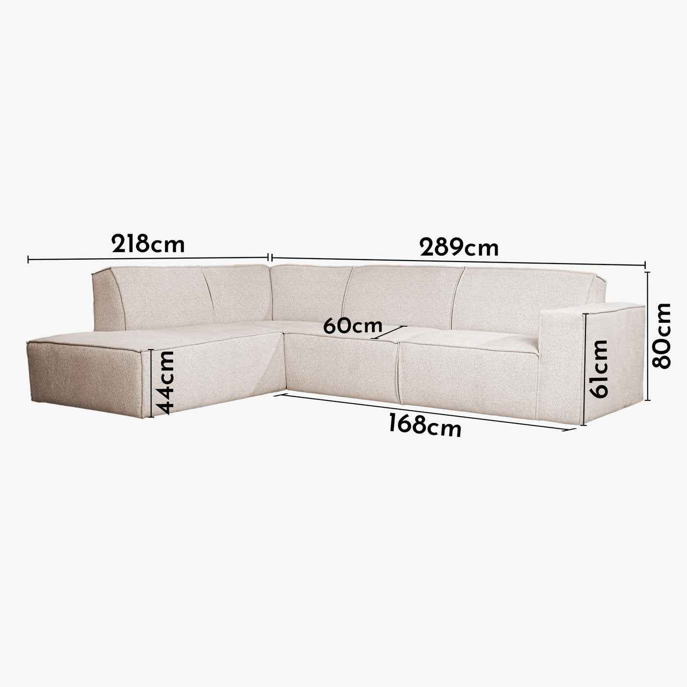 ELIA Canapé d'angle en tissu beige - Angle gauche - Canapés d'angle - Mobilier Deco