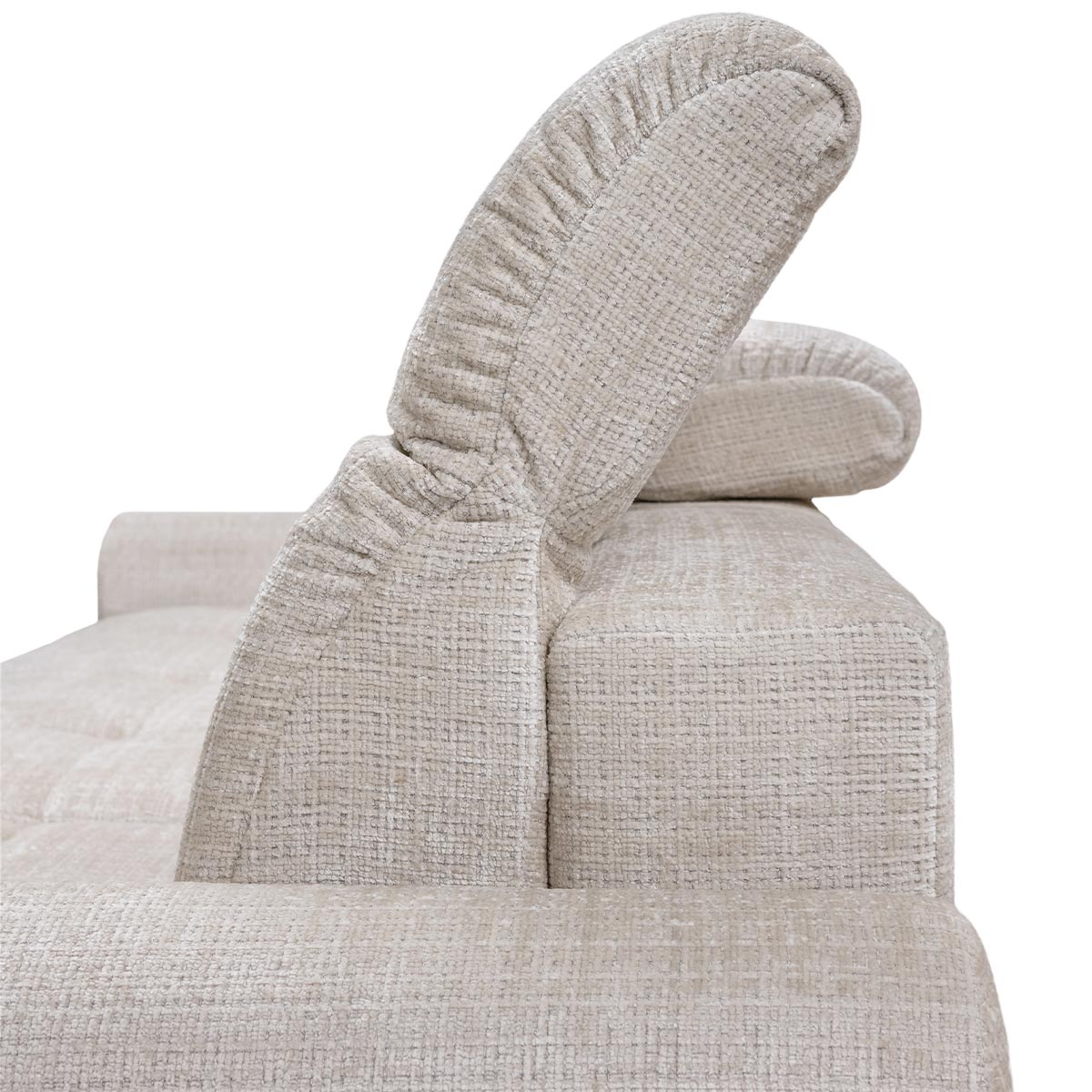 ELIOS Canapé d'angle convertible avec coffre en tissu beige - Angle droit