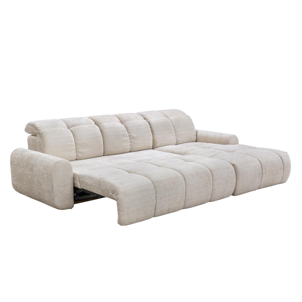 ELIOS Canapé d'angle convertible avec coffre en tissu beige - Angle droit