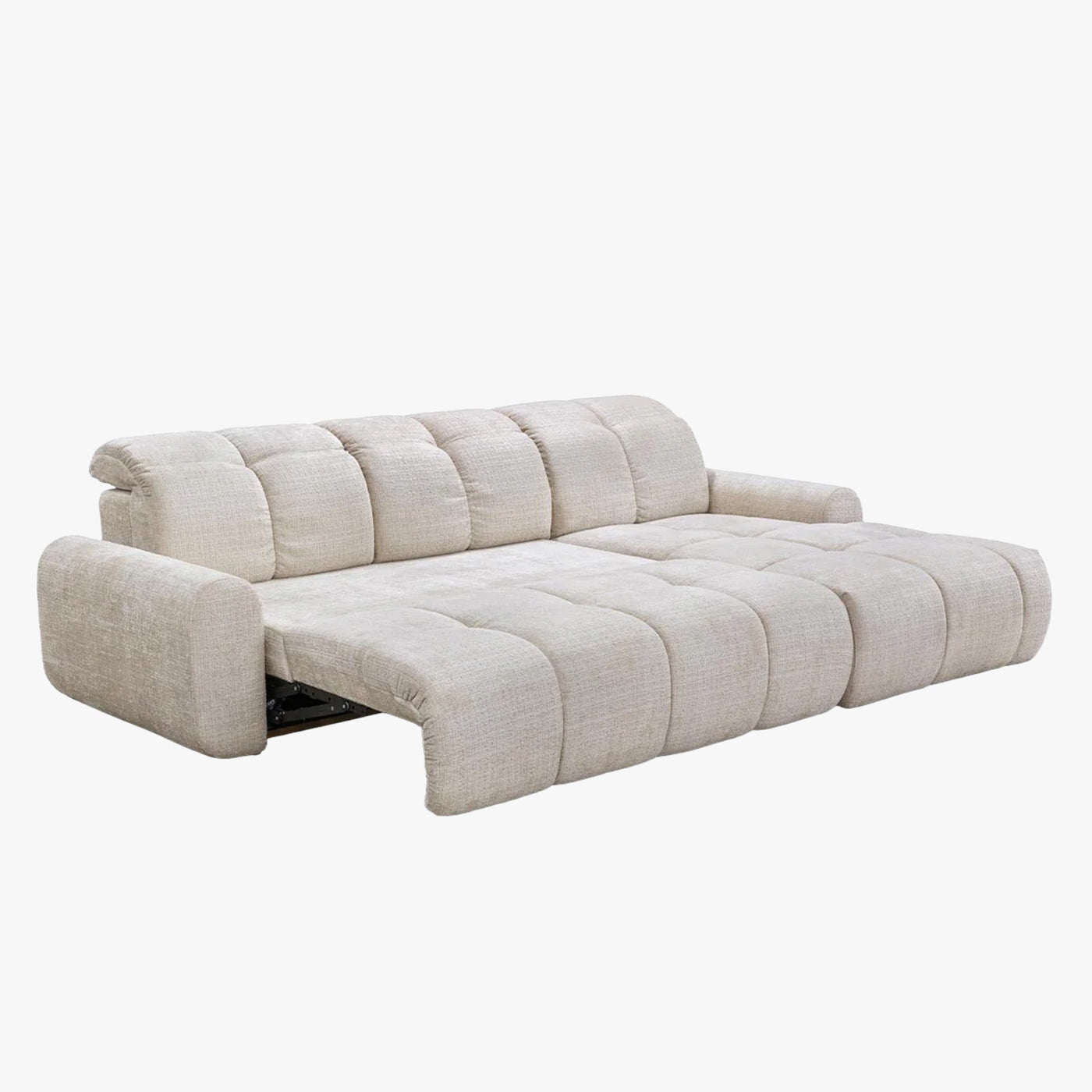 ELIOS Canapé d'angle convertible avec coffre en tissu beige - Angle droit - Canapé d'angle convertible - Mobilier Deco