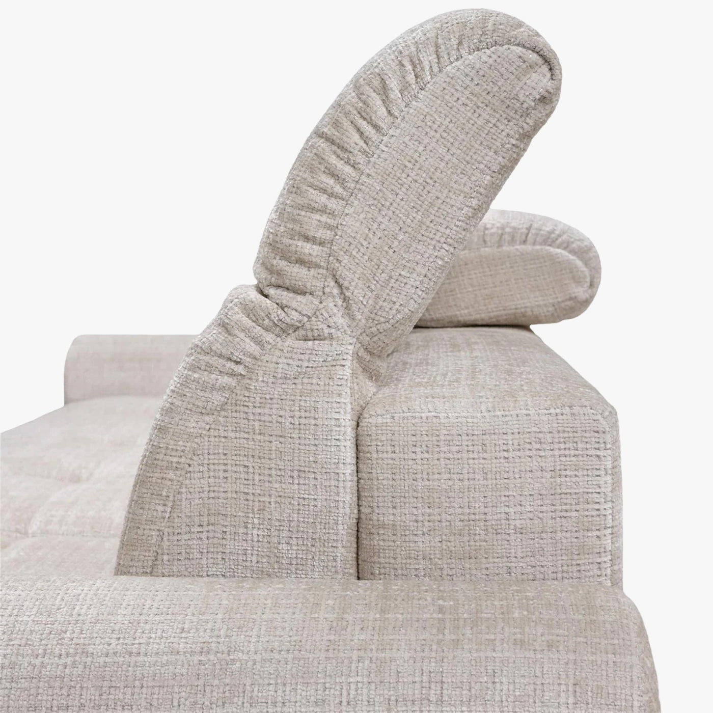 ELIOS Canapé d'angle convertible avec coffre en tissu beige - Angle droit - Canapé d'angle convertible - Mobilier Deco