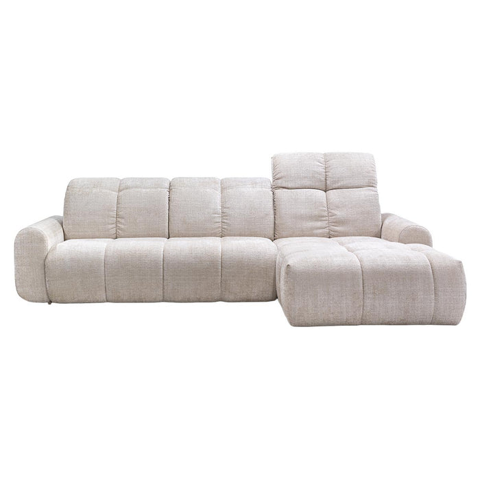 ELIOS Canapé d'angle convertible avec coffre en tissu beige - Angle droit