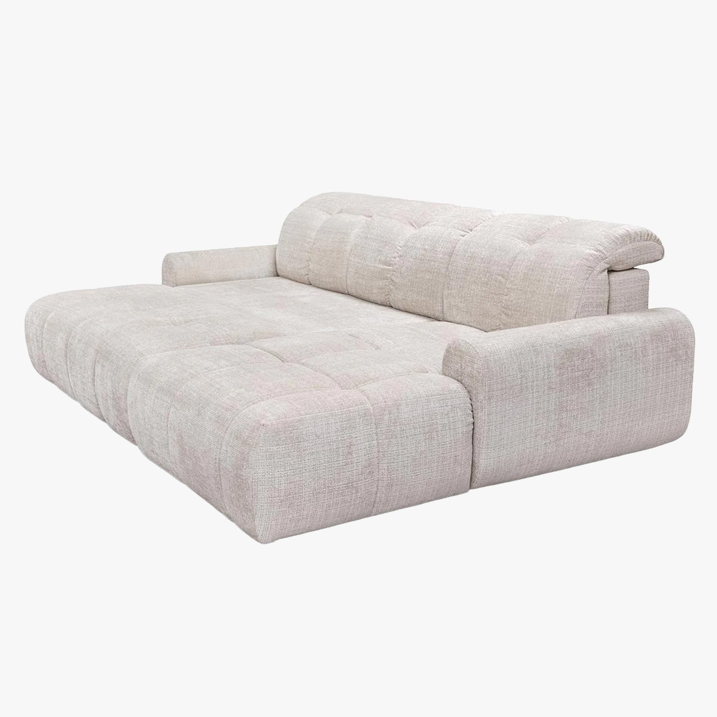 ELIOS Canapé d'angle convertible avec coffre en tissu beige - Angle droit - Canapé d'angle convertible - Mobilier Deco