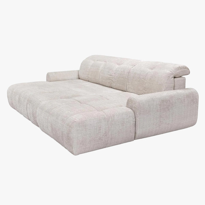 ELIOS Canapé d'angle convertible avec coffre en tissu beige - Angle droit