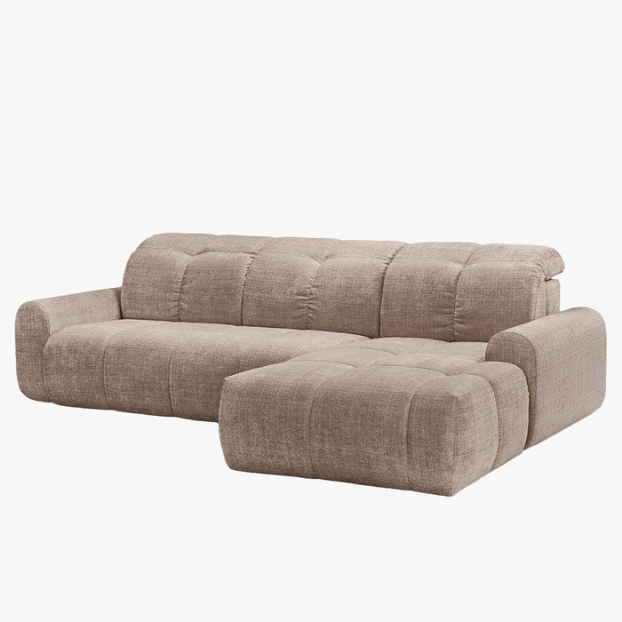 ELIOS Canapé d'angle convertible avec coffre en tissu taupe foncé - Angle droit