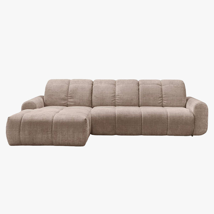 ELIOS Canapé d'angle convertible avec coffre en tissu taupe foncé - Angle gauche