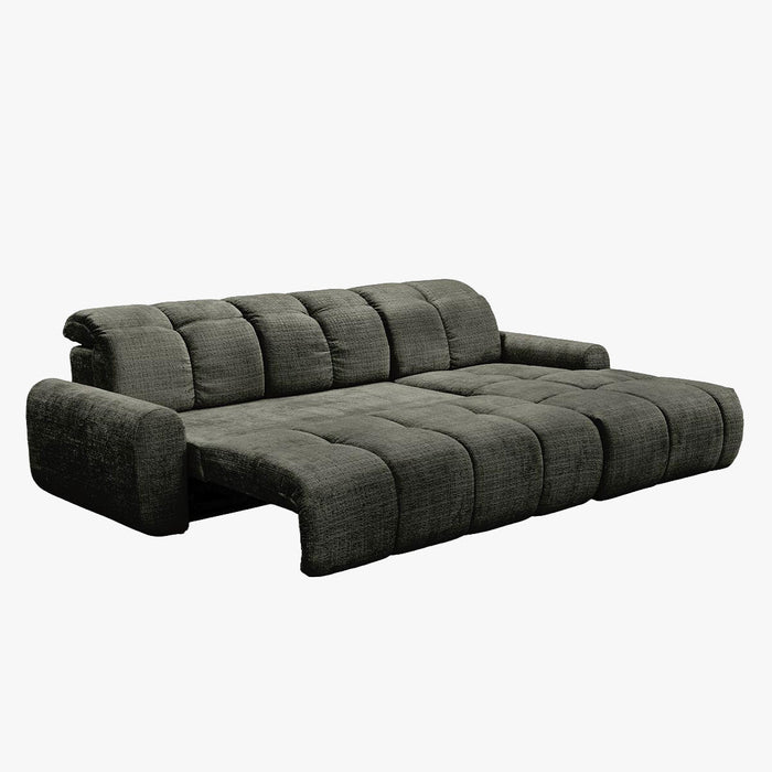 ELIOS Canapé d'angle convertible avec coffre en tissu vert sapin - Angle droit