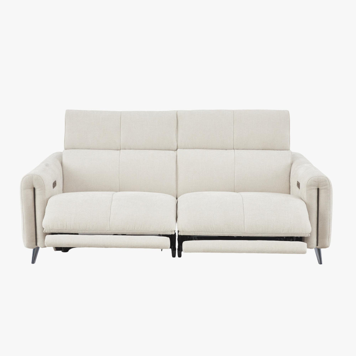 ELISE Canapé 3 places relax électrique en tissu beige - Canapé relax - Mobilier Deco