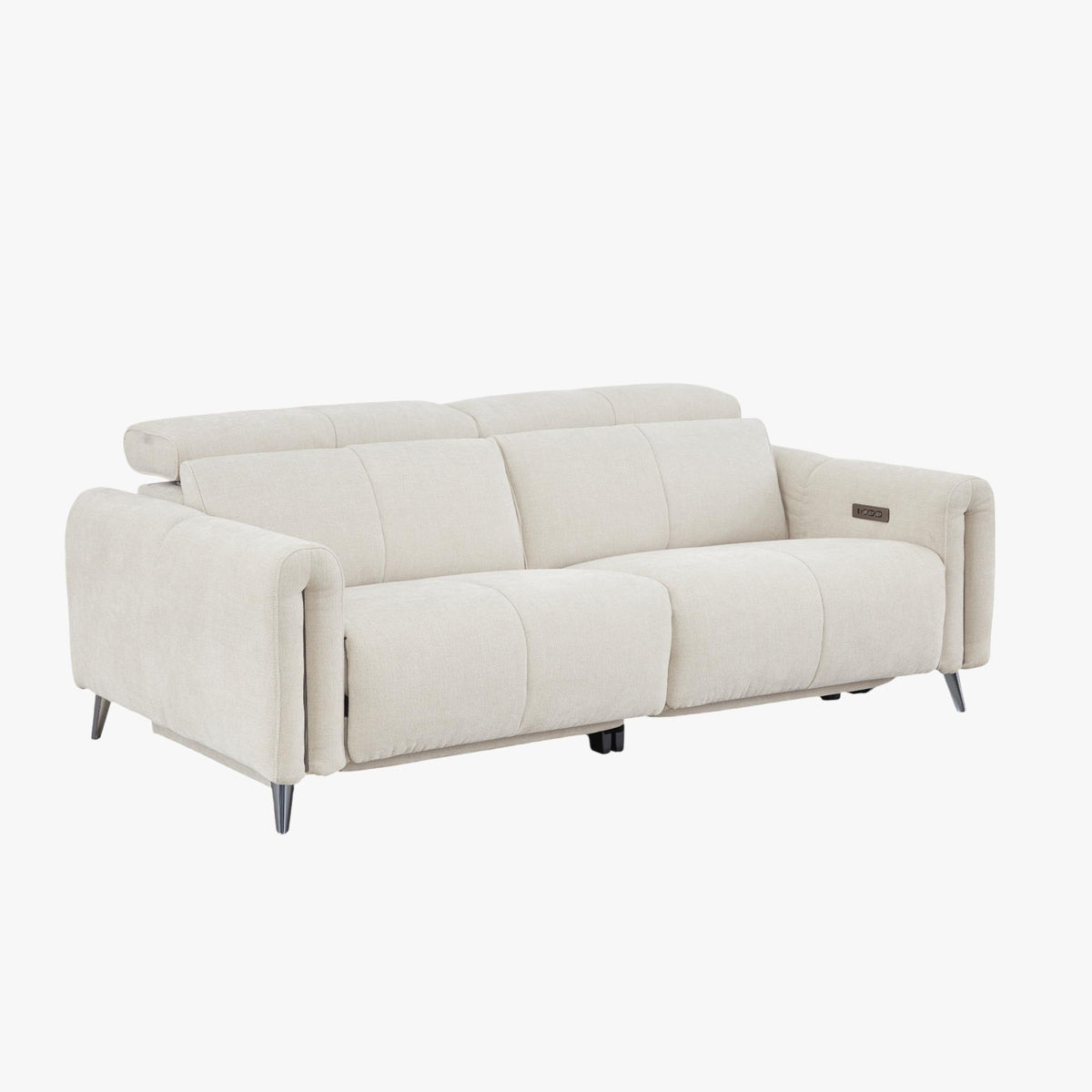 ELISE Canapé 3 places relax électrique en tissu beige - Canapé relax - Mobilier Deco