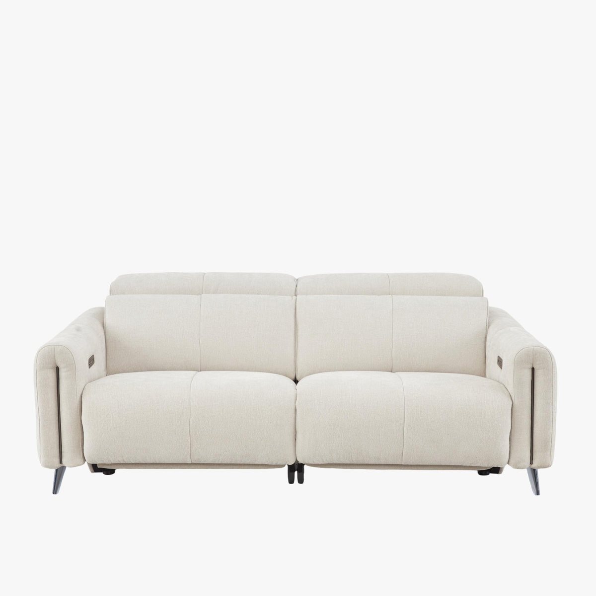 ELISE Canapé 3 places relax électrique en tissu beige - Canapé relax - Mobilier Deco