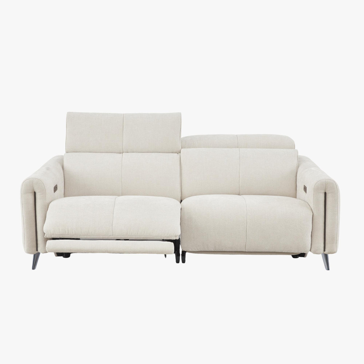 ELISE Canapé 3 places relax électrique en tissu beige - Canapé relax - Mobilier Deco