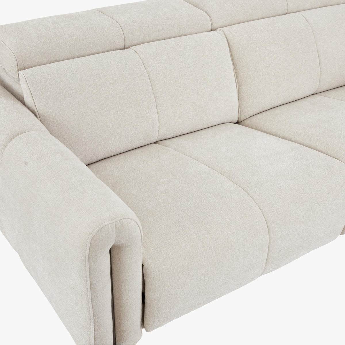ELISE Canapé 3 places relax électrique en tissu beige - Canapé relax - Mobilier Deco