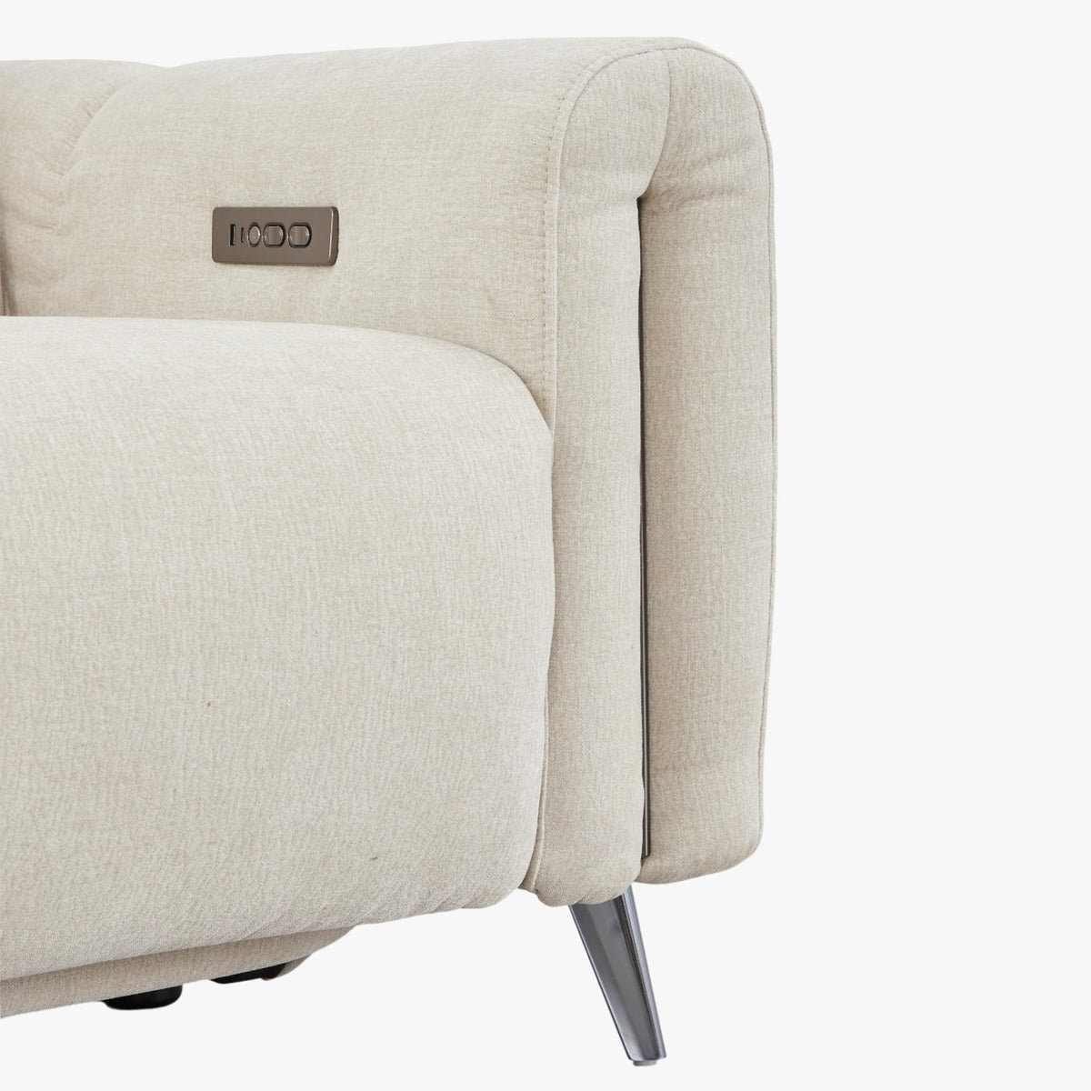 ELISE Canapé 3 places relax électrique en tissu beige - Canapé relax - Mobilier Deco