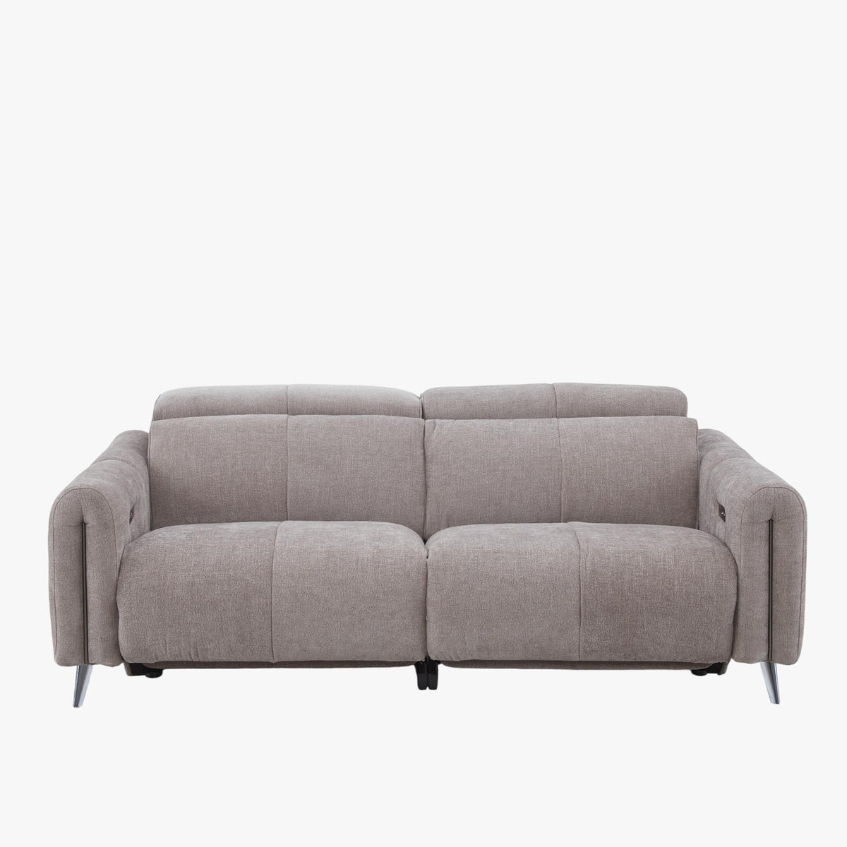 ELISE Canapé 3 places relax électrique en tissu taupe - Canapé relax - Mobilier Deco