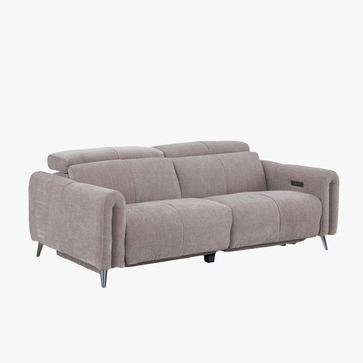 ELISE Canapé 3 places relax électrique en tissu taupe - Canapé relax - Mobilier Deco