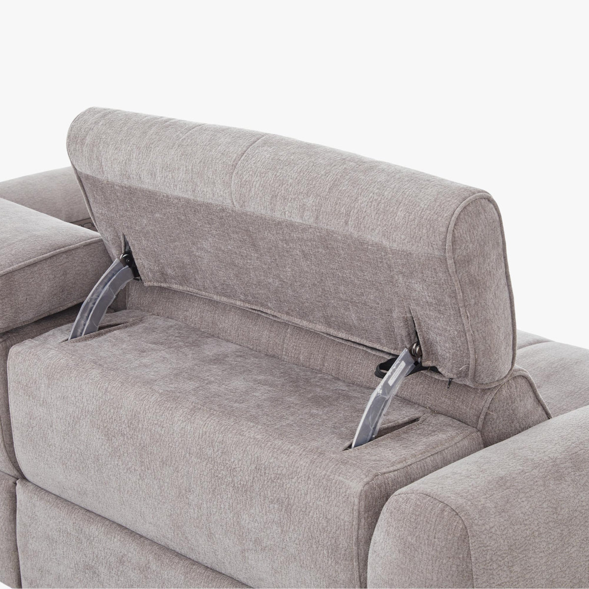 ELISE Canapé 3 places relax électrique en tissu taupe - Canapé relax - Mobilier Deco