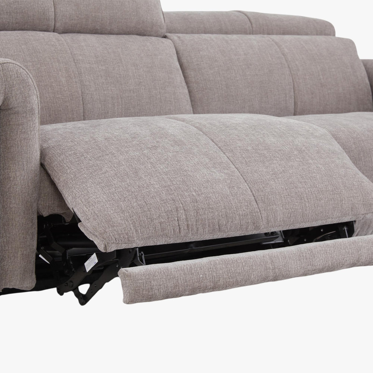 ELISE Canapé 3 places relax électrique en tissu taupe - Canapé relax - Mobilier Deco