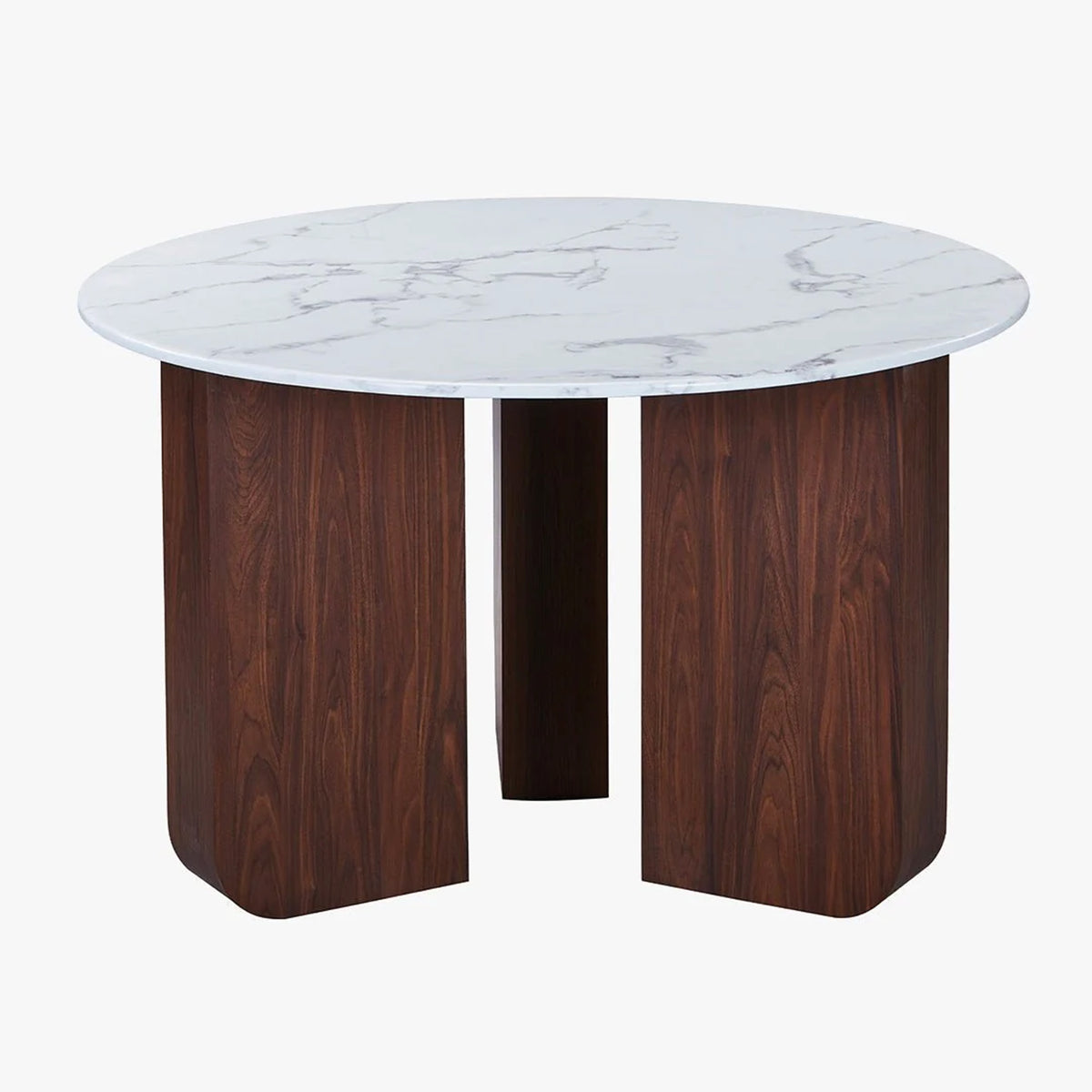 ELODIE - 60 Table basse ronde en marbre composite pieds couleur bois foncé D60 cm - Table basse - Mobilier Deco