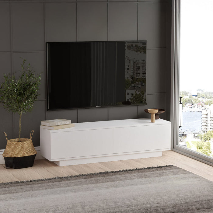 ELONIE Meuble TV 2 portes blanc