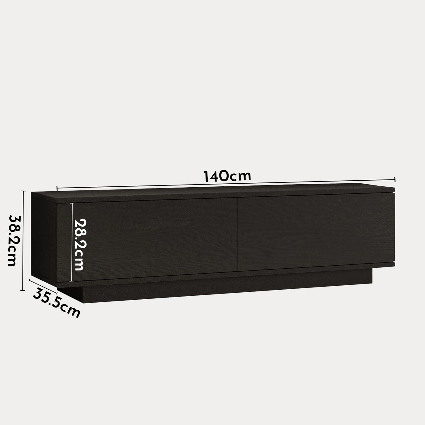 ELONIE Meuble TV 2 portes noir - Meuble TV - Mobilier Deco
