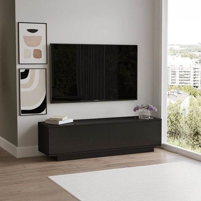 ELONIE Meuble TV 2 portes noir