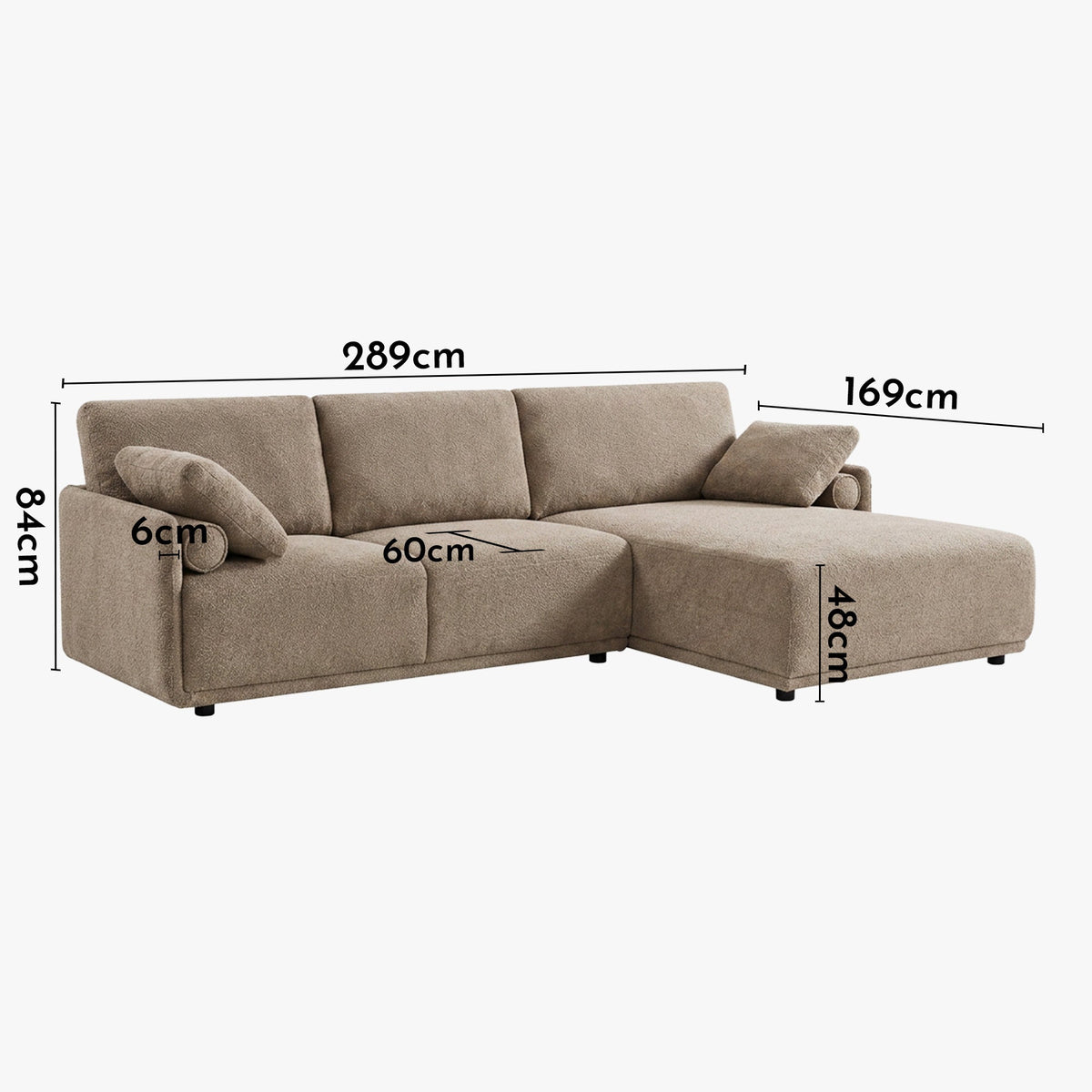 ELORA Canapé d'angle en tissu beige - Angle droit - Canapés d'angle - Mobilier Deco
