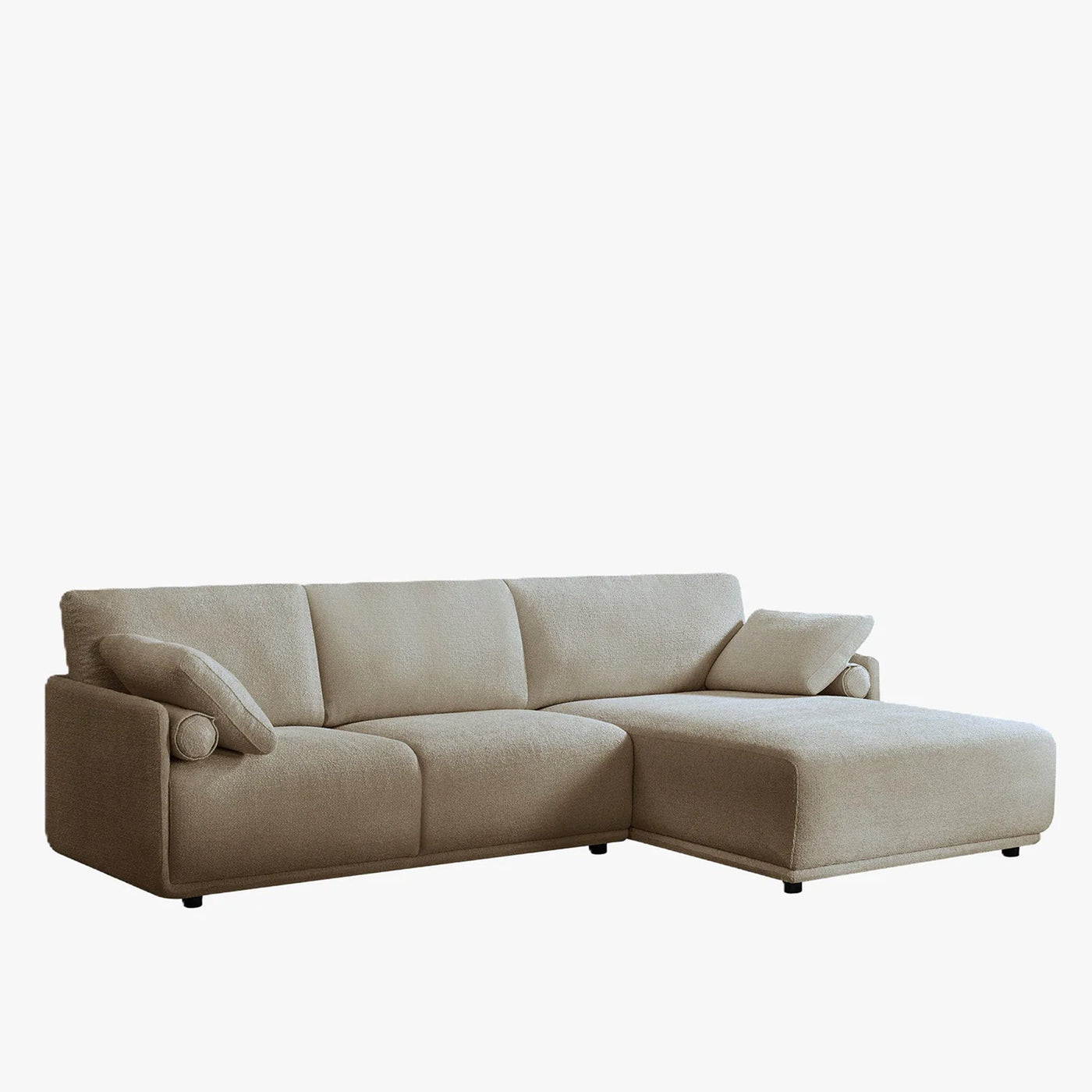 ELORA Canapé d'angle en tissu beige - Angle droit - Canapés d'angle - Mobilier Deco
