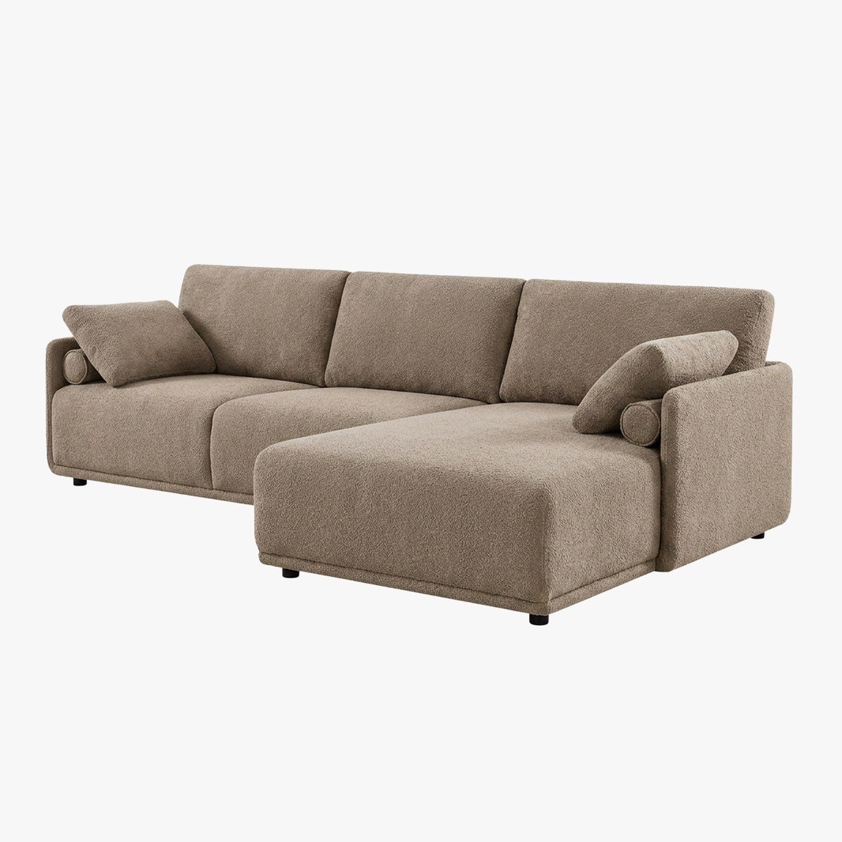 ELORA Canapé d'angle en tissu beige - Angle droit - Canapés d'angle - Mobilier Deco