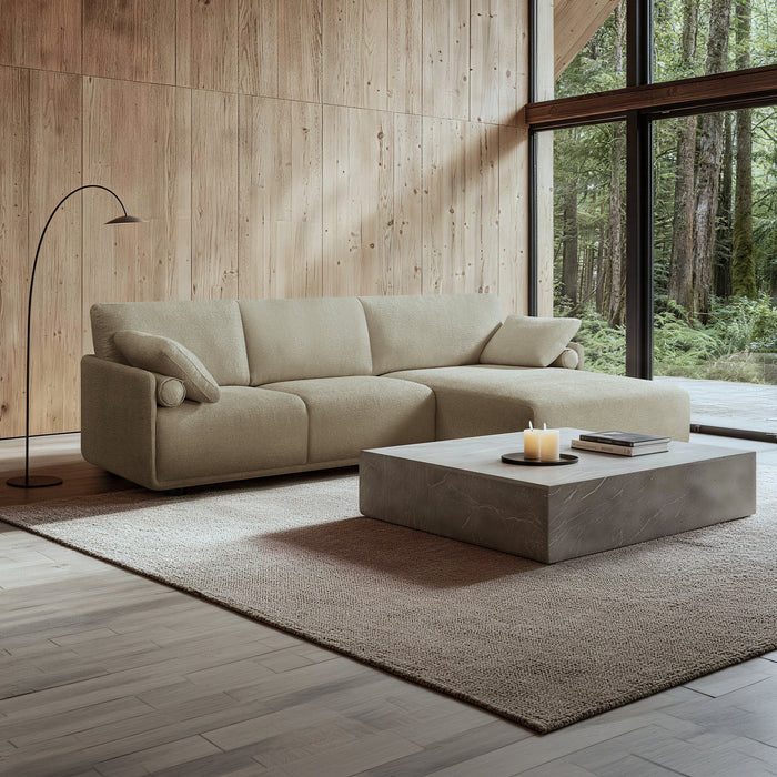 ELORA Canapé d'angle en tissu beige - Angle droit