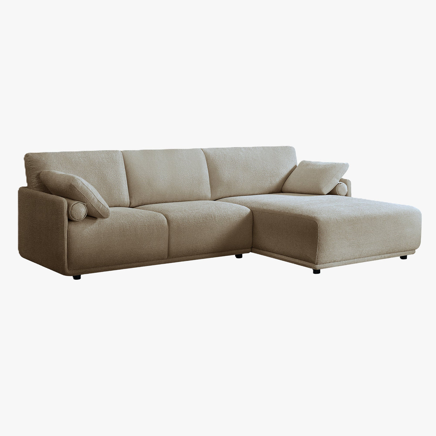 ELORA Canapé d'angle en tissu beige - Angle droit - Canapés d'angle - Mobilier Deco