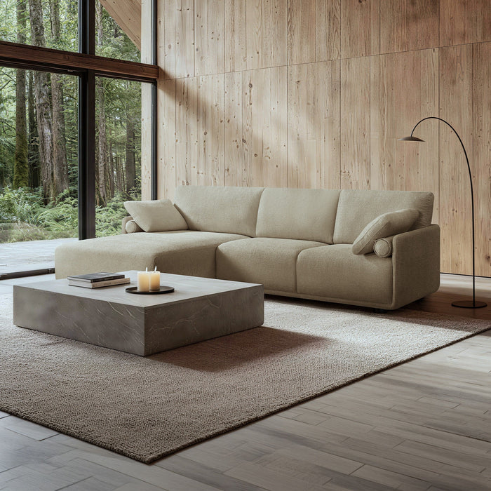 ELORA Canapé d'angle en tissu beige - Angle gauche