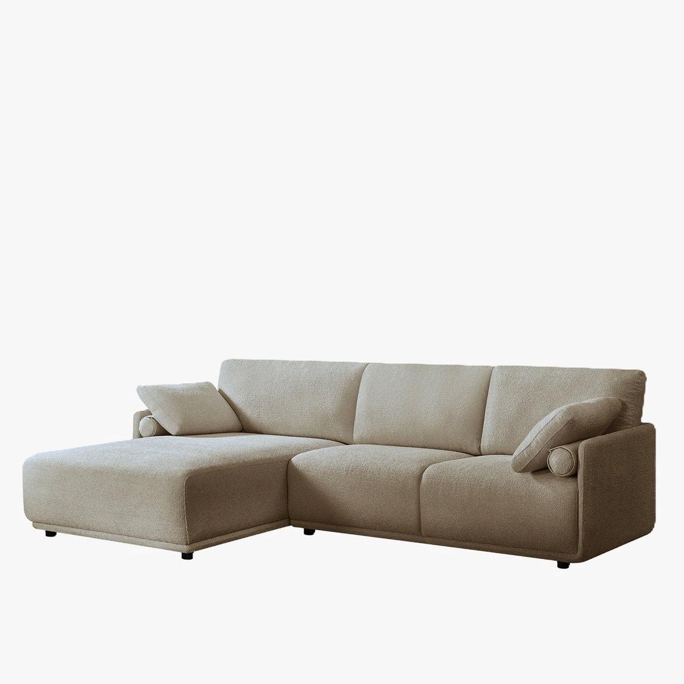 ELORA Canapé d'angle en tissu beige - Angle gauche - Canapés d'angle - Mobilier Deco