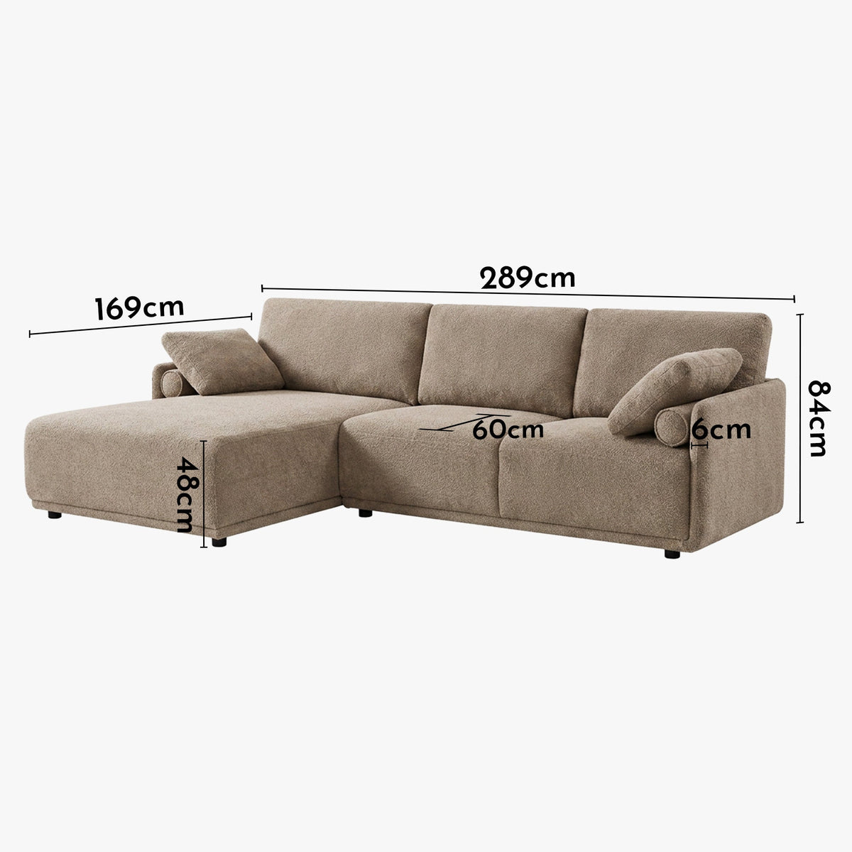 ELORA Canapé d'angle en tissu beige - Angle gauche - Canapés d'angle - Mobilier Deco