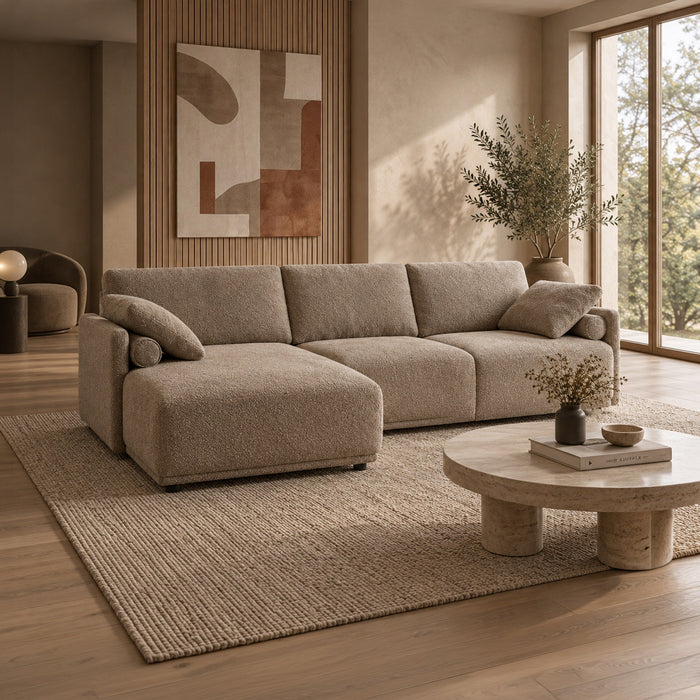 ELORA Canapé d'angle en tissu beige - Angle gauche – Canapés d'angle Mobilier Deco