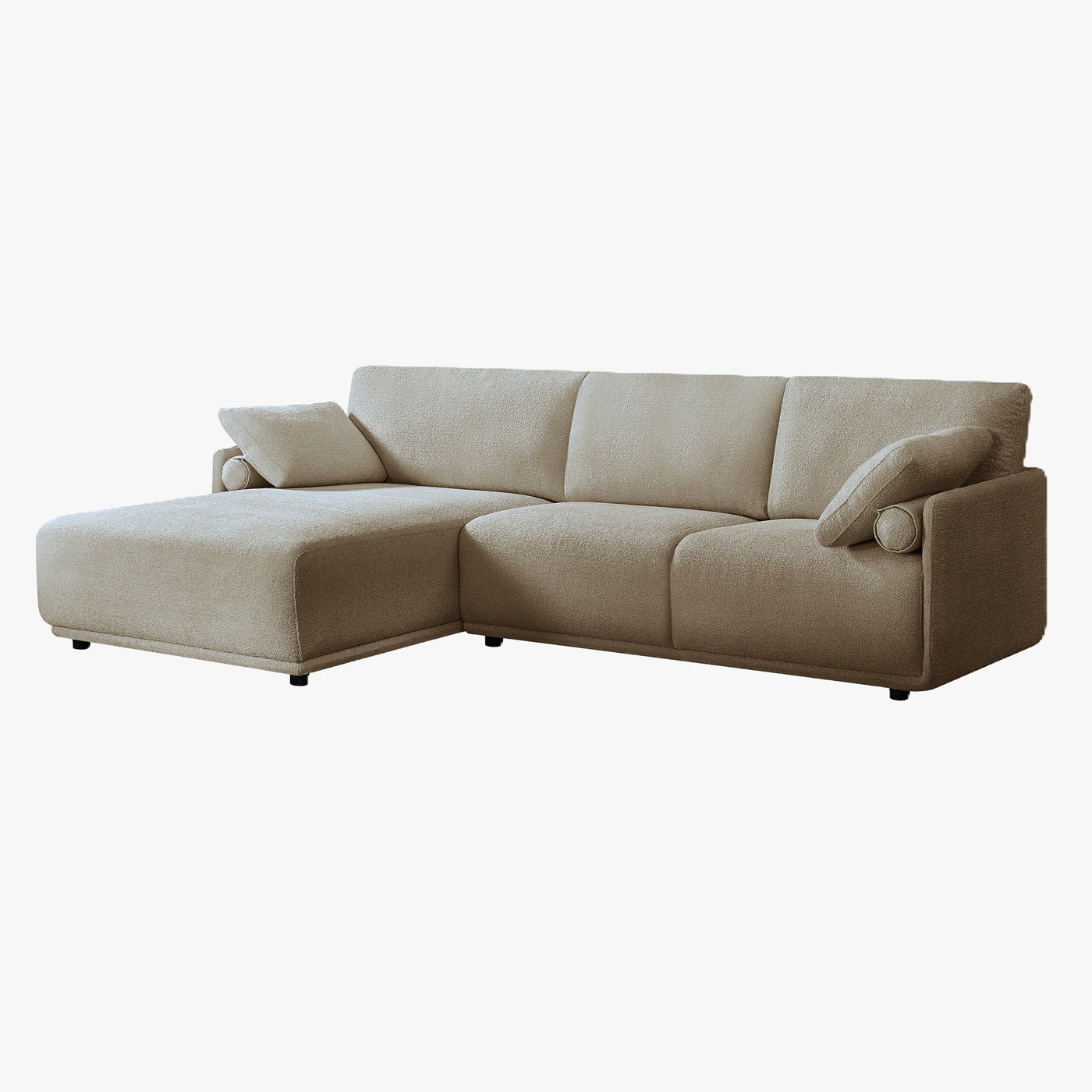 ELORA Canapé d'angle en tissu beige - Angle gauche - Canapés d'angle - Mobilier Deco