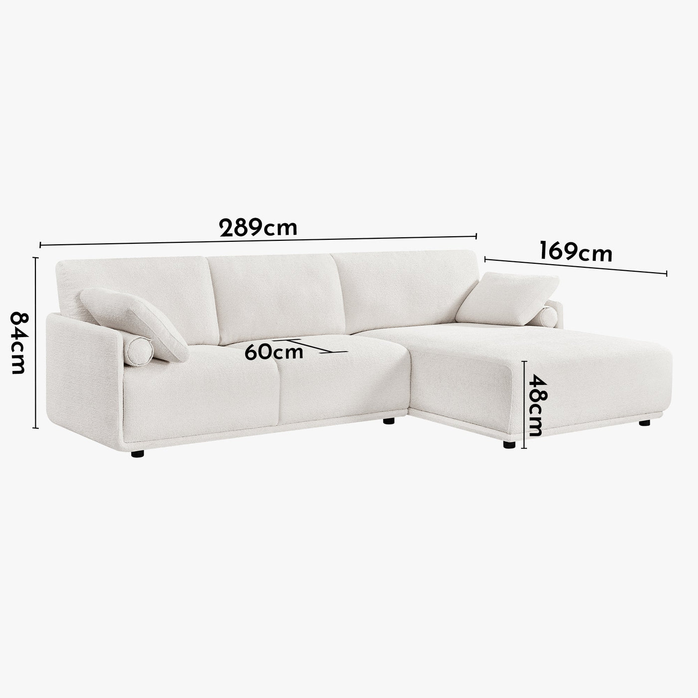 ELORA Canapé d'angle en tissu blanc écru - Angle droit - Canapés d'angle - Mobilier Deco