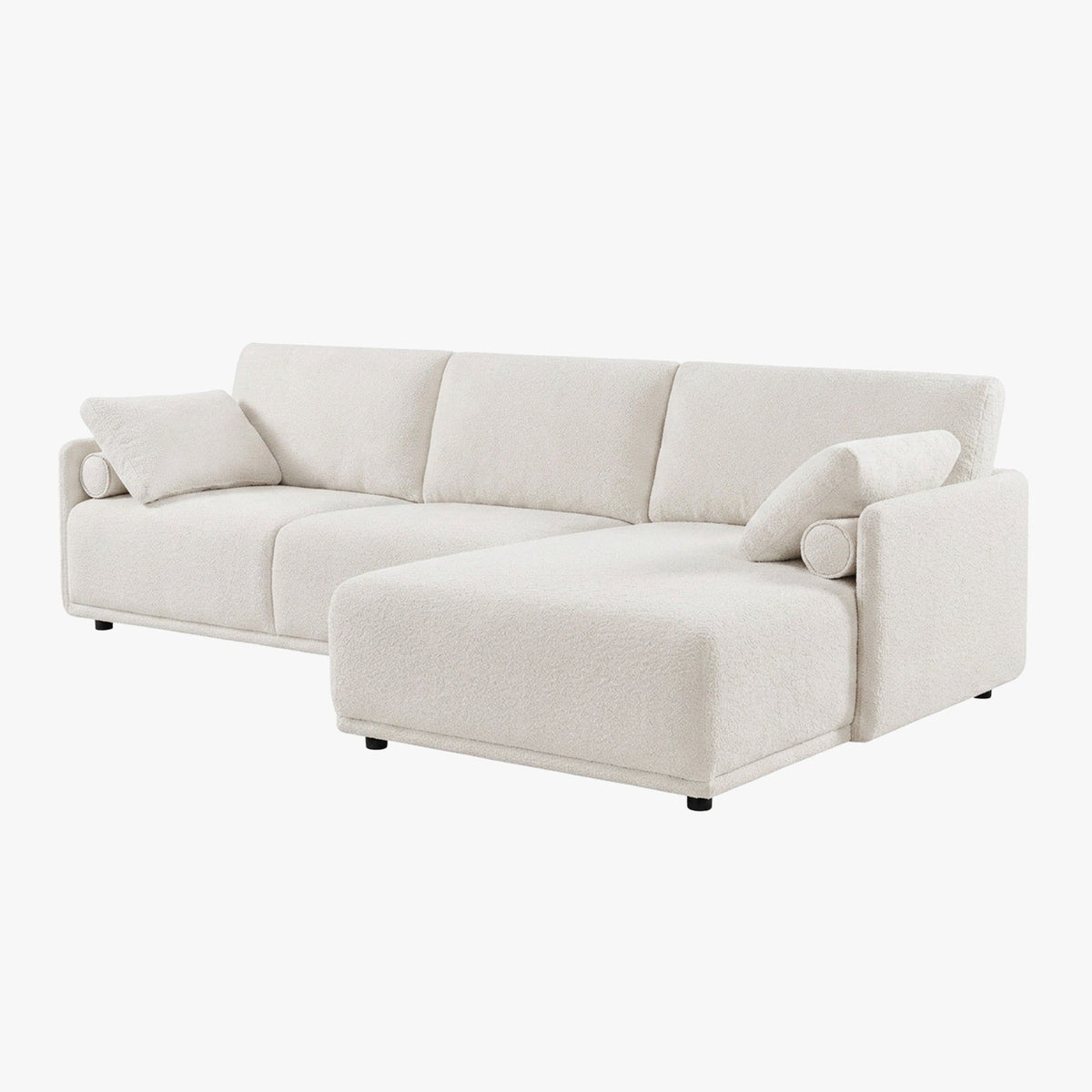 ELORA Canapé d'angle en tissu blanc écru - Angle droit - Canapés d'angle - Mobilier Deco