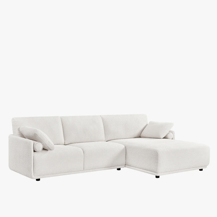 ELORA Canapé d'angle en tissu blanc écru - Angle droit