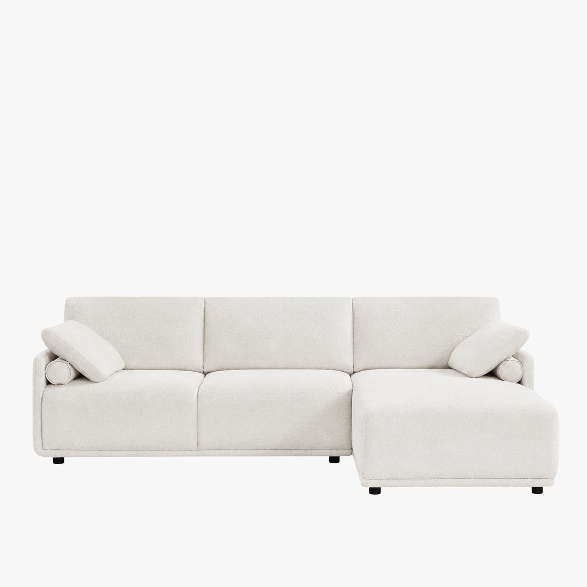 ELORA Canapé d'angle en tissu blanc écru - Angle droit - Canapés d'angle - Mobilier Deco