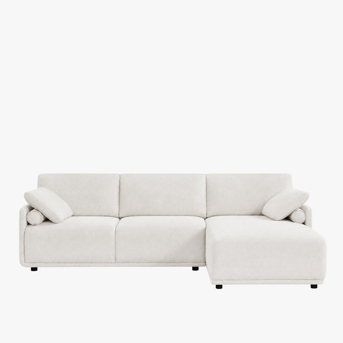 ELORA Canapé d'angle en tissu blanc écru - Angle droit