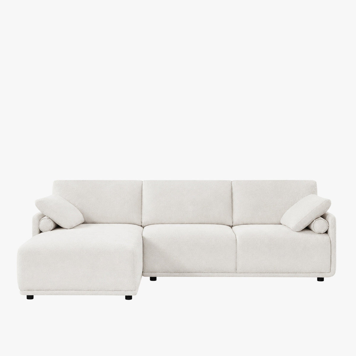 ELORA Canapé d'angle en tissu blanc écru - Angle gauche - Canapés d'angle - Mobilier Deco
