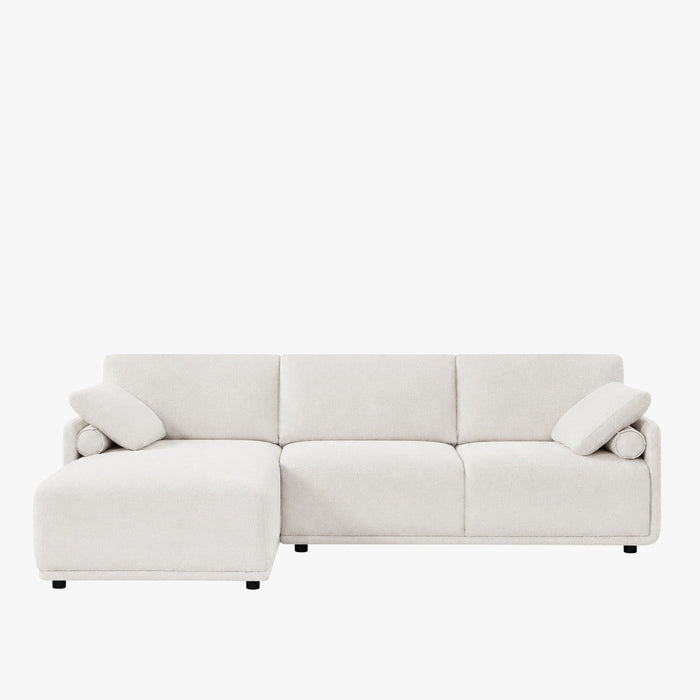 ELORA Canapé d'angle en tissu blanc écru - Angle gauche