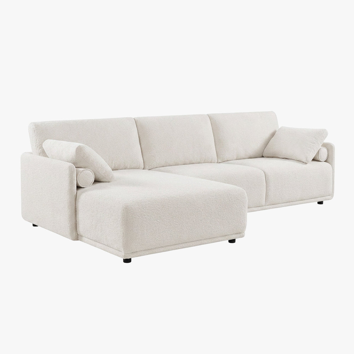 ELORA Canapé d'angle en tissu blanc écru - Angle gauche - Canapés d'angle - Mobilier Deco