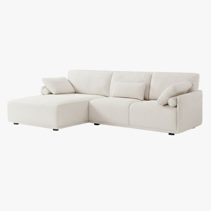 ELORA Canapé d'angle en tissu blanc écru - Angle gauche