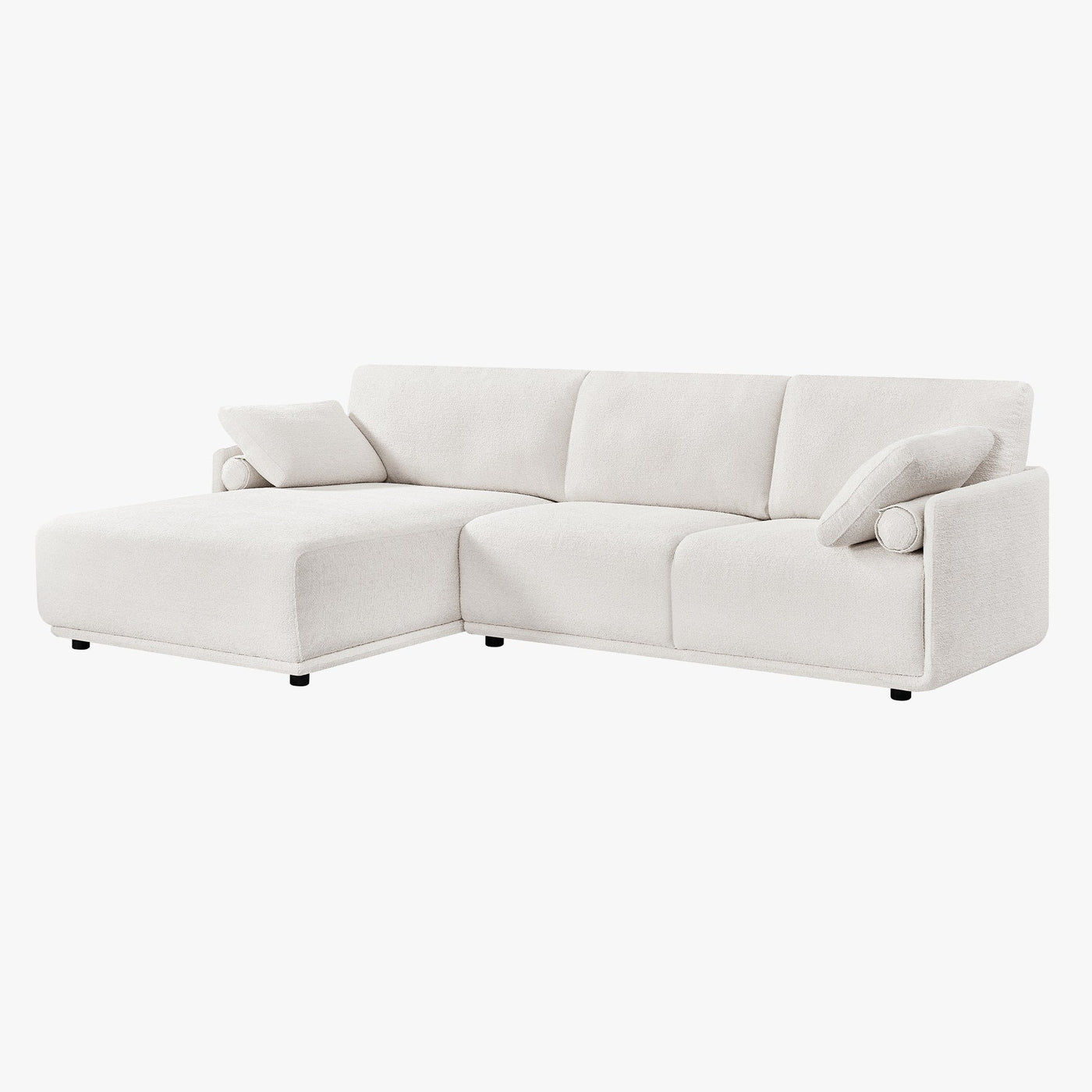 ELORA Canapé d'angle en tissu blanc écru - Angle gauche - Canapés d'angle - Mobilier Deco