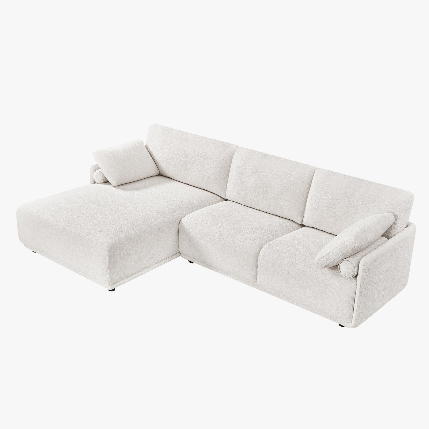 ELORA Canapé d'angle en tissu blanc écru - Angle gauche - Canapés d'angle - Mobilier Deco