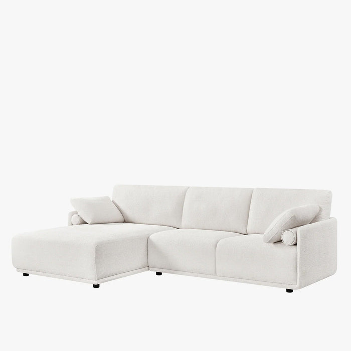 ELORA Canapé d'angle en tissu blanc écru - Angle gauche