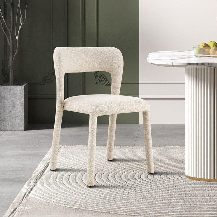 ELVAS Chaise empilable en tissu bouclette beige