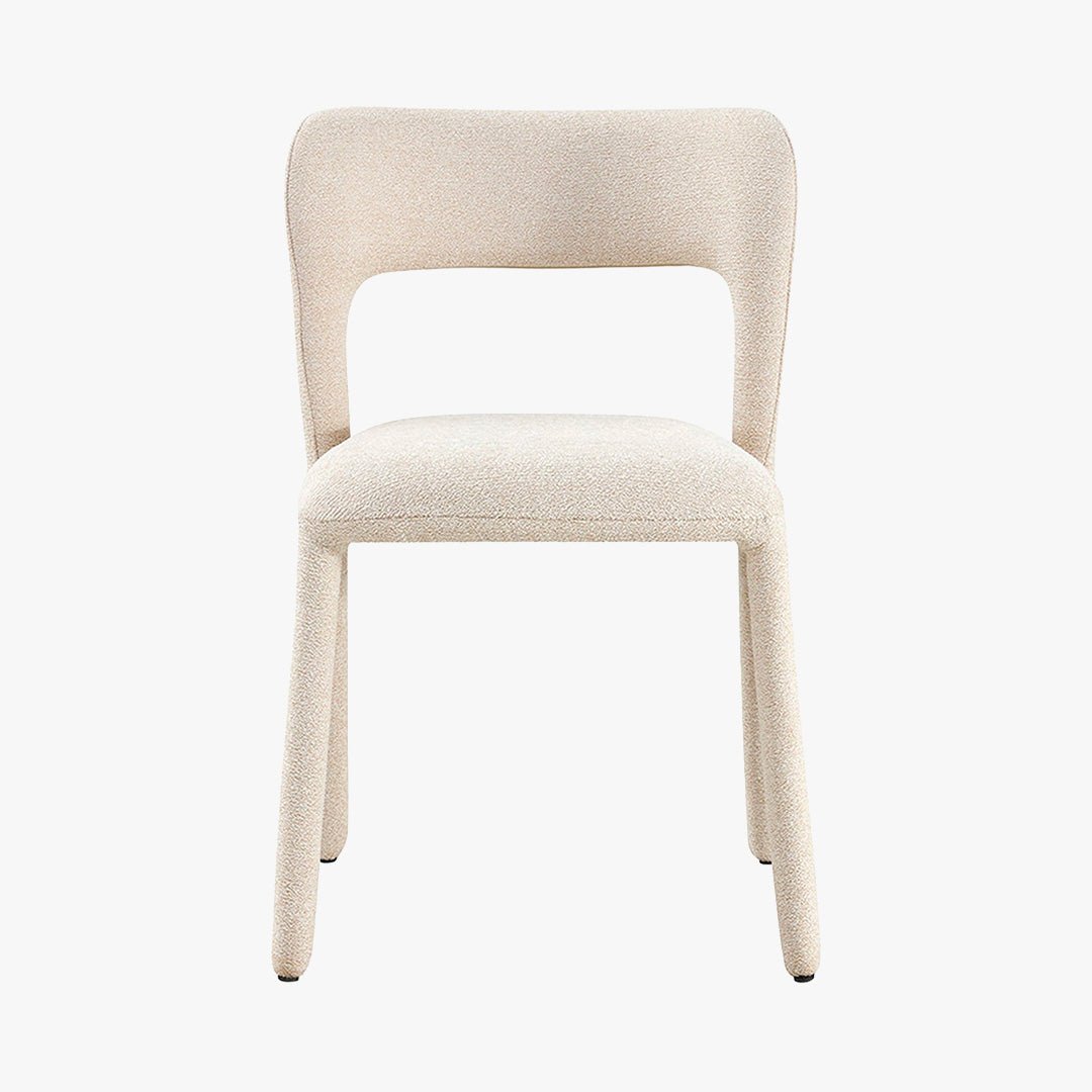 ELVAS Chaise empilable en tissu bouclette beige - Chaise de repas - Mobilier Deco